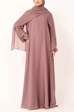 Load image into Gallery viewer, Elegant Purple Grey Flow Abaya with Matching Hijab