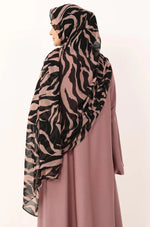 Load image into Gallery viewer, Zebra Rose Print Chiffon Hijab