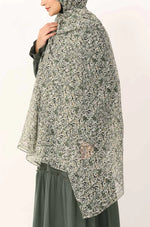 Load image into Gallery viewer, Mint Petals Print Chiffon Hijab