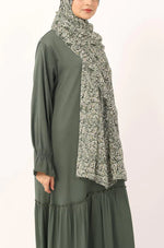 Load image into Gallery viewer, Mint Petals Print Chiffon Hijab