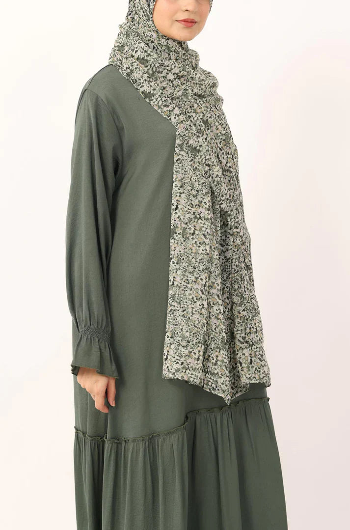 Mint Petals Print Chiffon Hijab