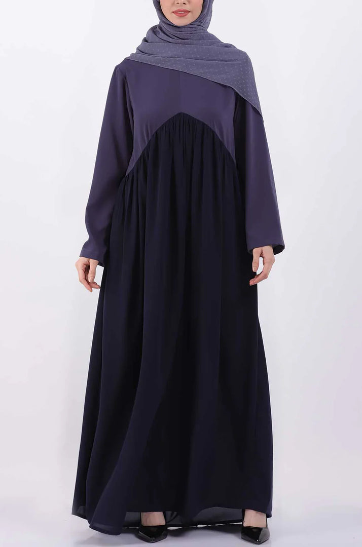 Color Block Gather Abaya