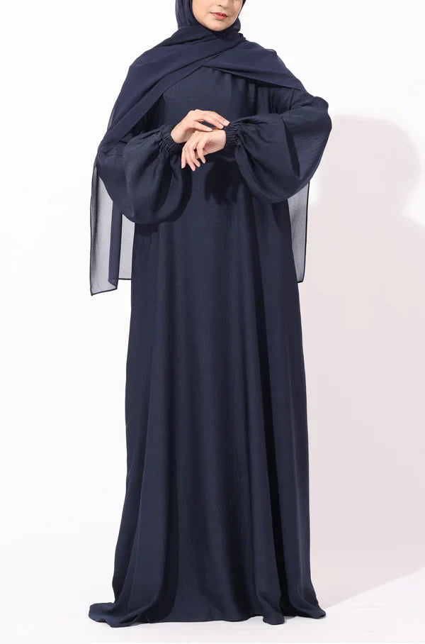 Elegant Purple Grey Flow Abaya with Matching Hijab