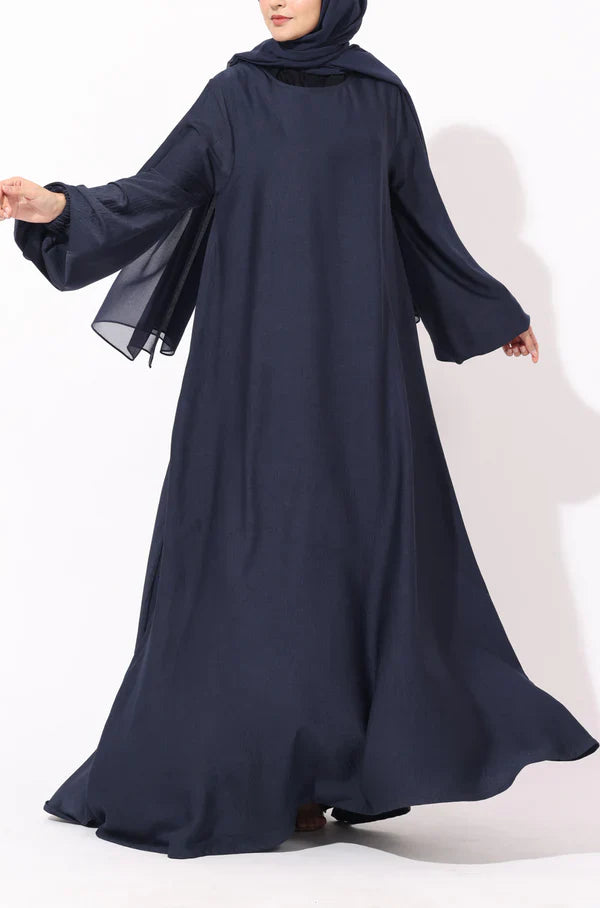 Elegant Purple Grey Flow Abaya with Matching Hijab