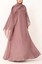 Load image into Gallery viewer, Elegant Purple Grey Flow Abaya with Matching Hijab