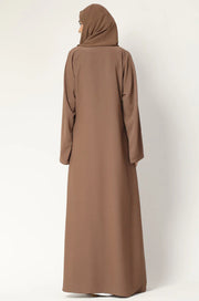 Simple Everyday Abaya - Front Open Almond