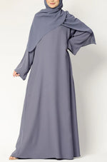 Load image into Gallery viewer, Elegant Purple Grey Flow Abaya with Matching Hijab