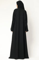 Load image into Gallery viewer, Elegant Black Abaya with Cape Overlay – Modest &amp; Timeless Design