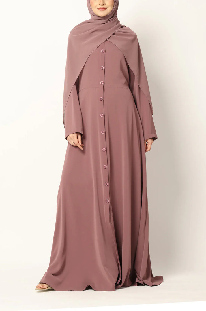 Simple Flared Abaya with Buttons