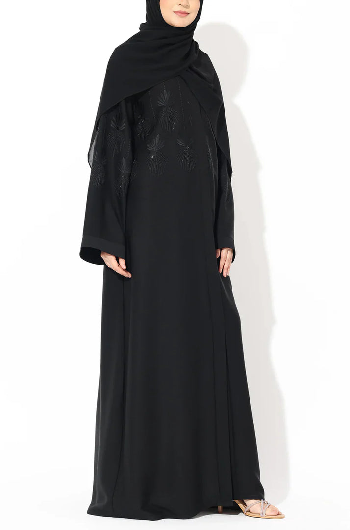 Black Crystal Embroidered Abaya