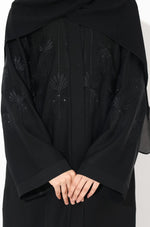 Load image into Gallery viewer, Black Crystal Embroidered Abaya