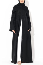 Load image into Gallery viewer, Black Crystal Embroidered Abaya