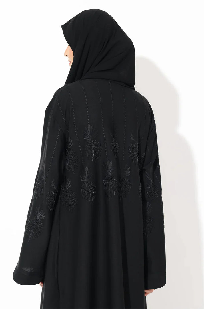 Black Crystal Embroidered Abaya