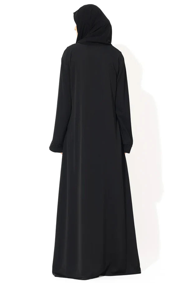 Black Chain Embroidery Abaya