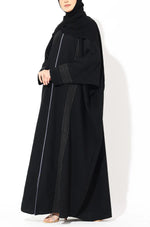 Load image into Gallery viewer, Black Zari Kaftan Abaya