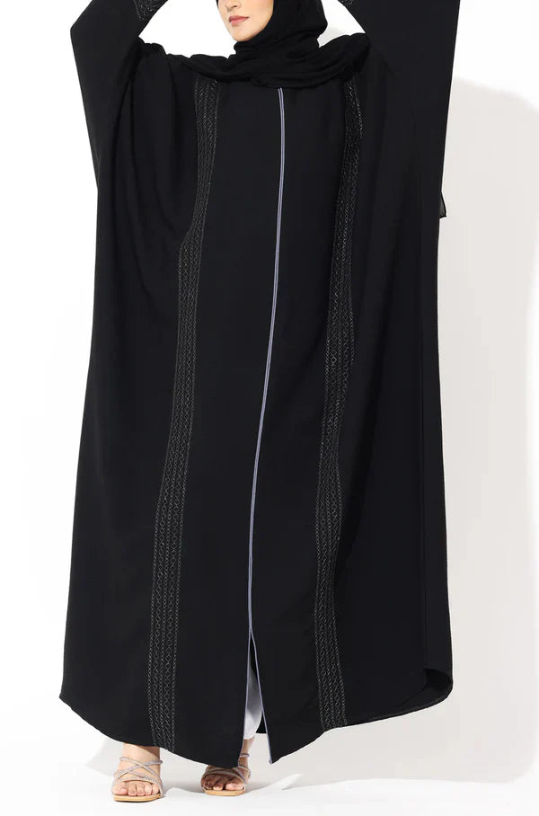 Black Zari Kaftan Abaya