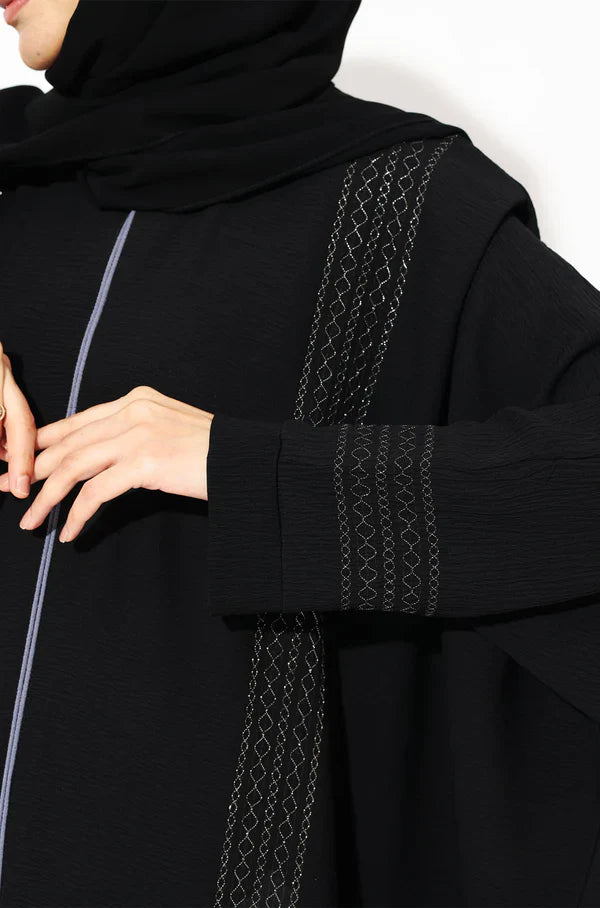 Black Zari Kaftan Abaya