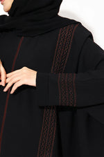 Load image into Gallery viewer, Black Zari Kaftan Abaya