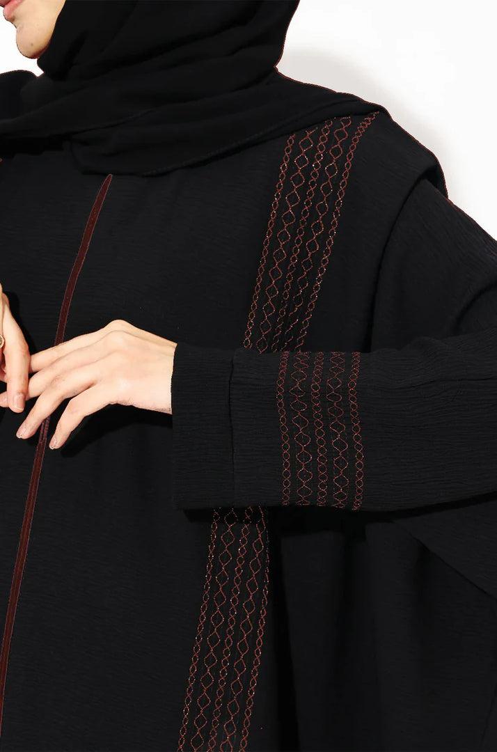 Black Zari Kaftan Abaya